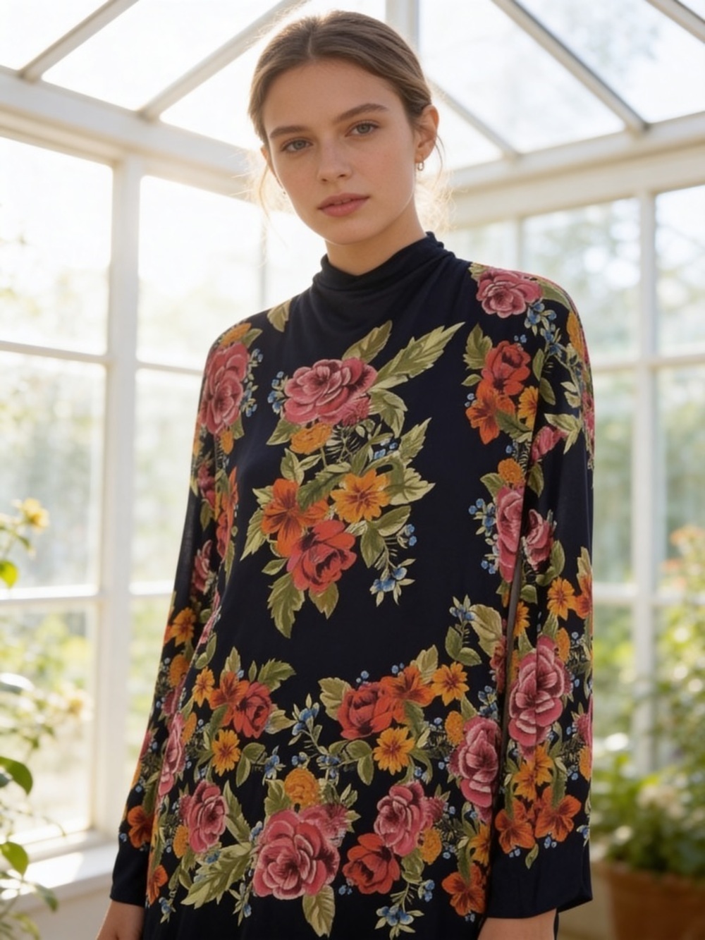 Free People Black Floral Combo Mini Dress